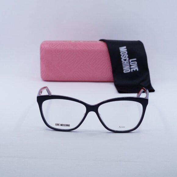 Moschino MOL506 0PJP00 Square Eyeglasses - Blue/Red 56mm - Picture 4 of 12